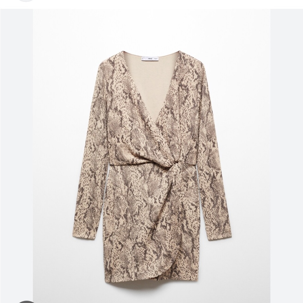 Mango Women's Snake Print Dress - Brown